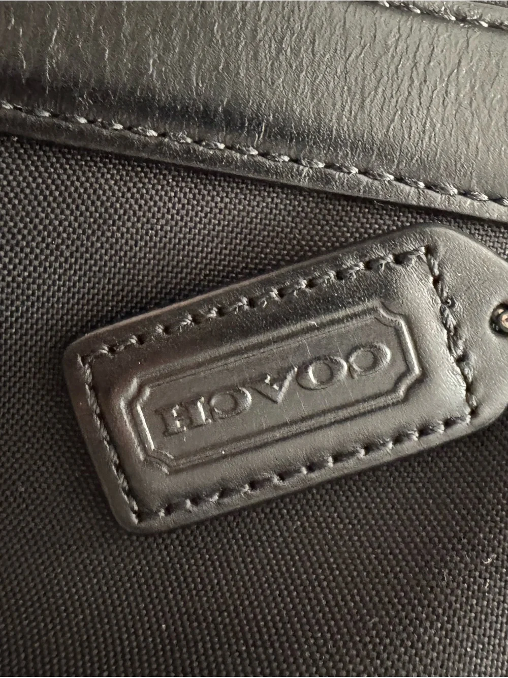 Coach Black Canvas Tote with Leather Trim